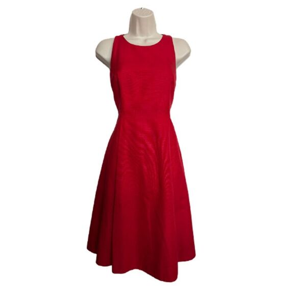 Kate Spade Red Retro Inspired Fit & Flare Pleated Sleeveless Dress Size 6 - Picture 3 of 12
